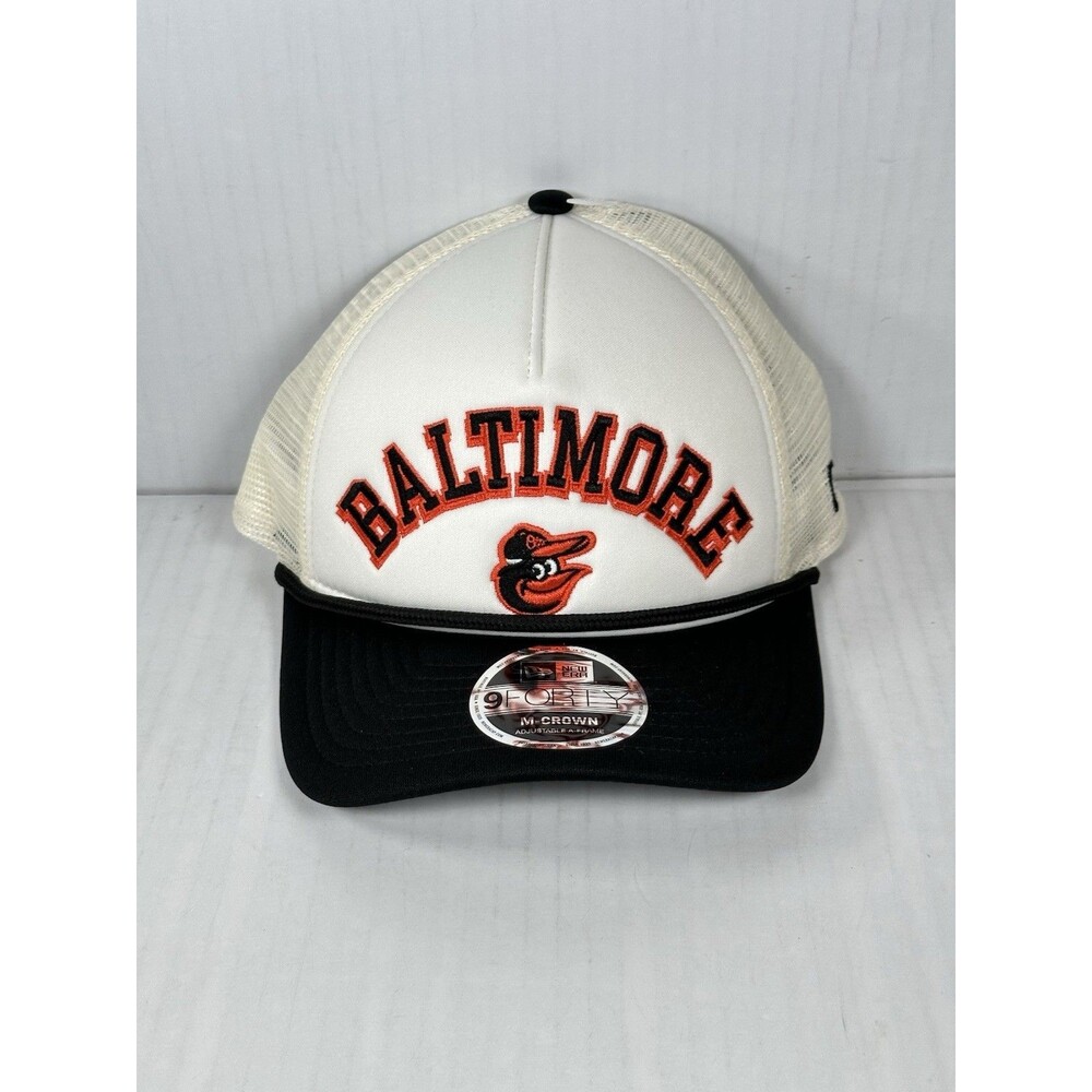 Baltimore Orioles New Era M-Crown 9FORTY A-Frame Trucker Snapback Hat Cap NWT